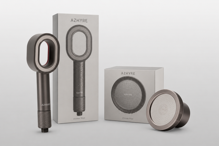 AZHYRE Household Bundle — 2 Filtered Shower Heads + 12 Months Filters