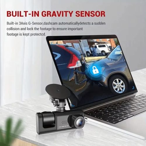 Three-Way DVR Dash Camera – Front, Rear & Interior Car Recorder
